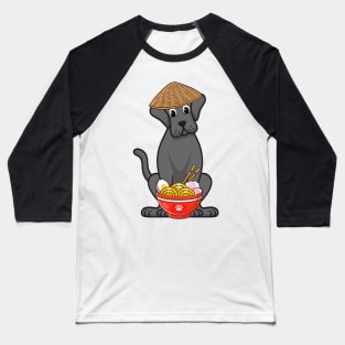 Funny big dog is eating noodles Baseball T-Shirt